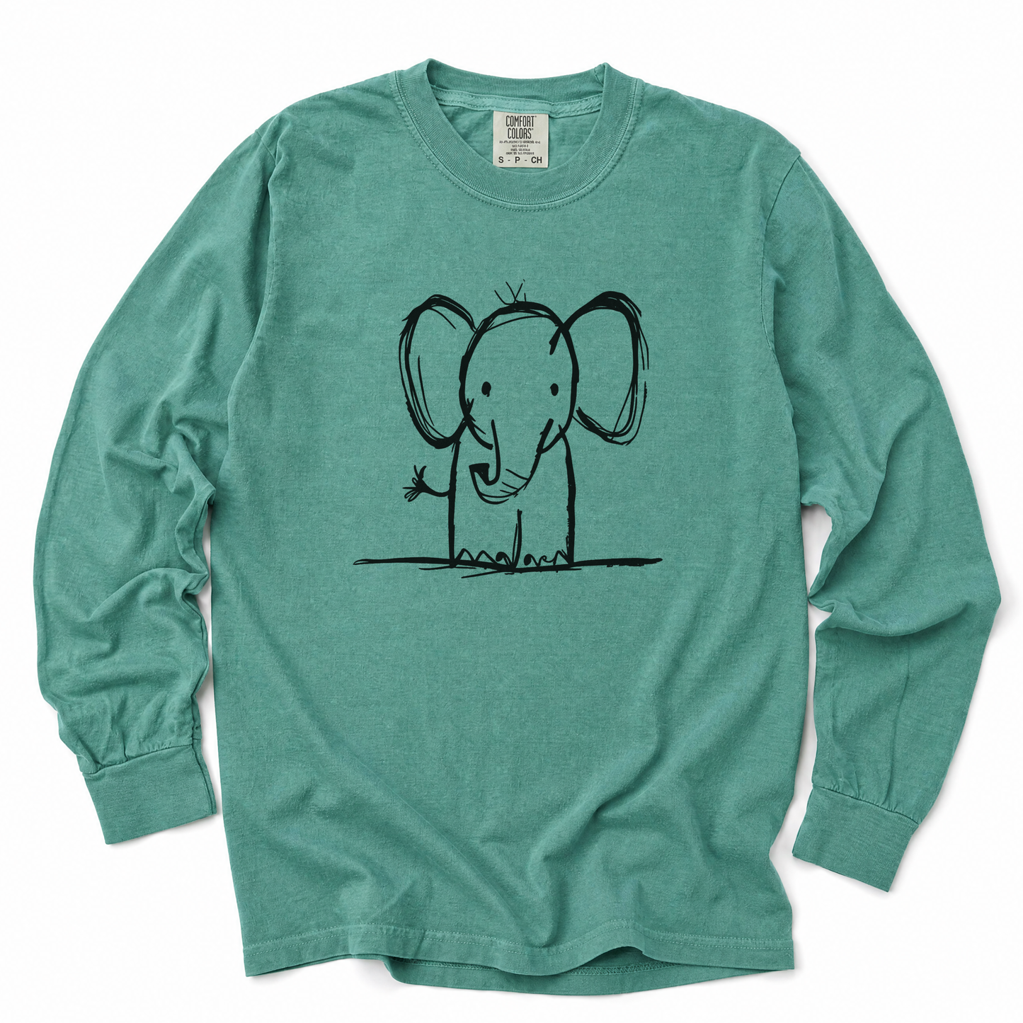 Elephant Sketch - Comfort Colors Long Sleeve Premium T Shirt