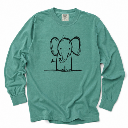 Elephant Sketch - Comfort Colors Long Sleeve Premium T Shirt