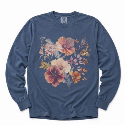 Sunset Floral - Comfort Colors Long Sleeve Premium T Shirt