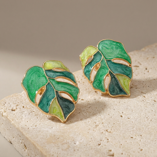 Monstera Leaf Stud Earrings