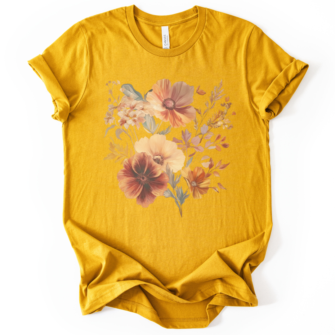 Sunset Floral - Bella Canvas Super Soft Straight Cut T shirt