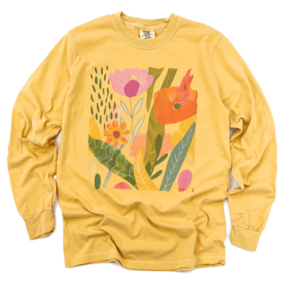 Modern Art Plant Print - Comfort Colors Premium Long Sleeve T Shirt