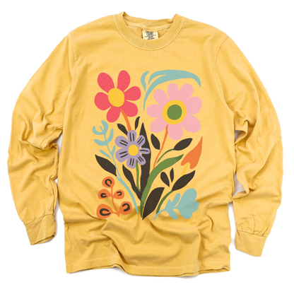 Vivid Floral - Comfort Colors Premium Long Sleeve T Shirt