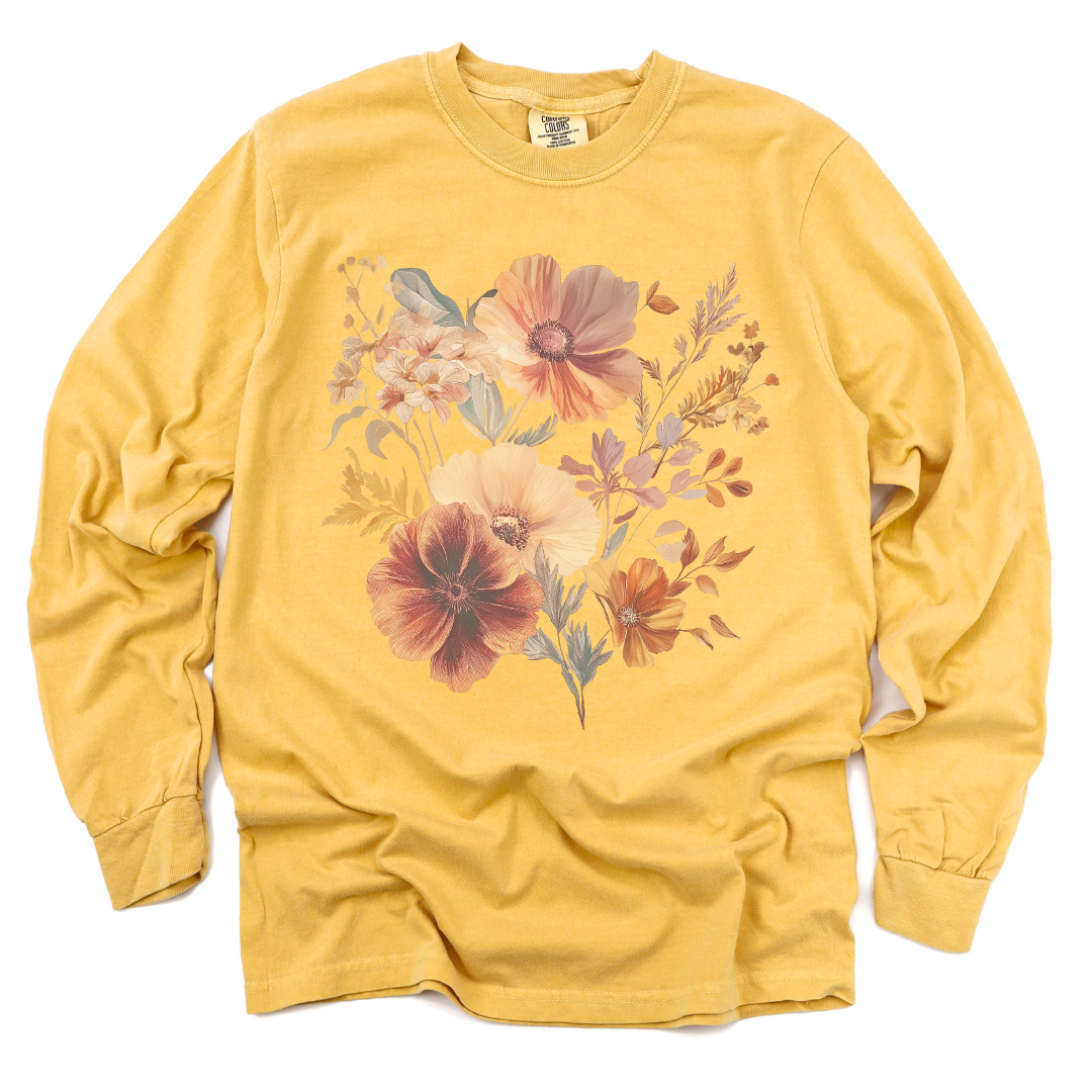 Sunset Floral - Comfort Colors Long Sleeve Premium T Shirt