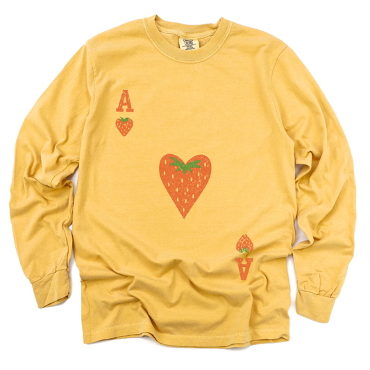 The Ace Of Strawberries, Vintage Distressed Print - Comfort Colors Premium Long Sleeve T Shirt