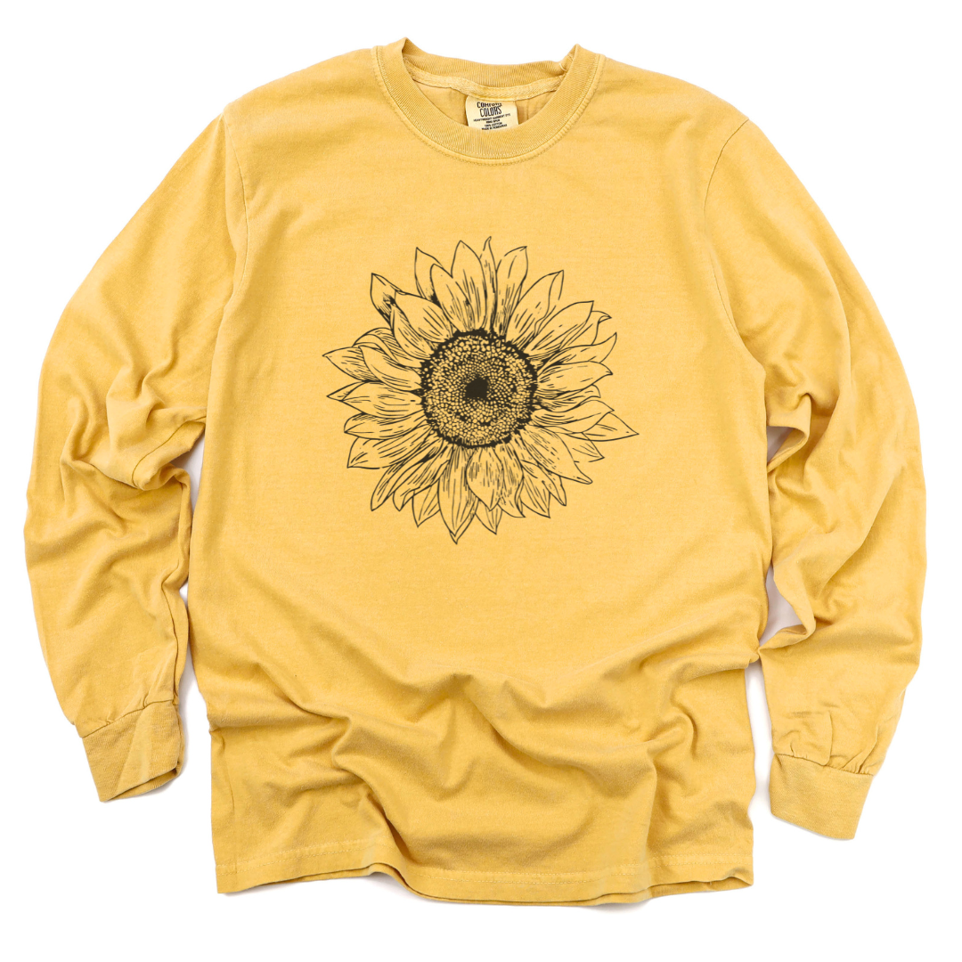 Graphite Sunflower - Comfort Colors Long Sleeve Premium T Shirt