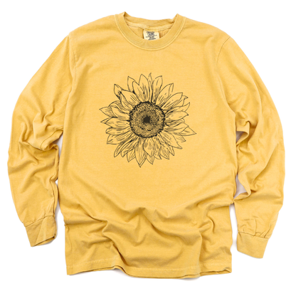 Graphite Sunflower - Comfort Colors Long Sleeve Premium T Shirt