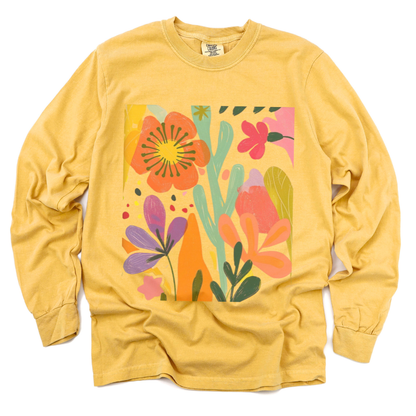 Modern Art Flower Print - Comfort Colors Premium Long Sleeve T Shirt