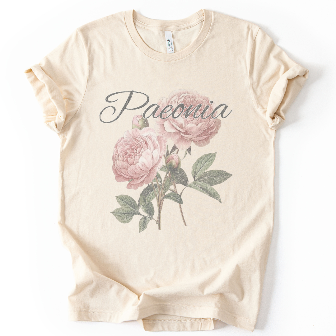 Paeonia, Vintage Tee - Bella Canvas Straight Cut Tee