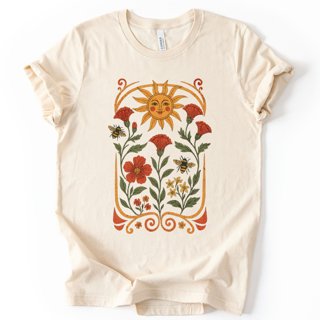 Golden Floral - Bella Canvas Super Soft Straight Cut T shirt