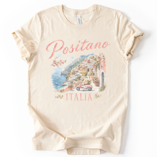 Vintage Positano Painting - Bella Canvas Super Soft Standard Fit T Shirt