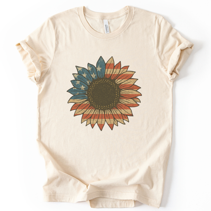 Stars and Stripes Sunflower - Bella Canvas Super Soft T Shirt