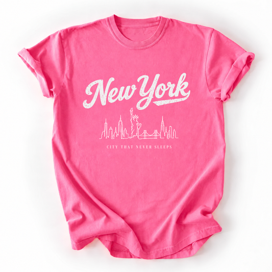 New York Skyline Doodle - Comfort Colors Relaxed Fit Premium T Shirt