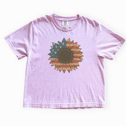 Stars and Stripes Sunflower - Comfort Colors Boxy Cropped Tee