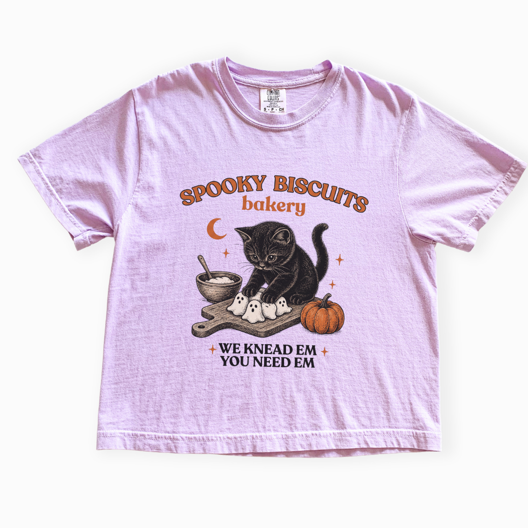 Spooky Biscuit Bakery - Comfort Colors Boxy Cropped Tee