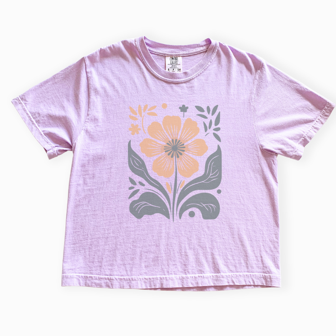 Retro Floral - Comfort Colors Boxy Cropped Tee