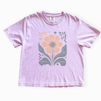 Retro Floral - Comfort Colors Boxy Cropped Tee