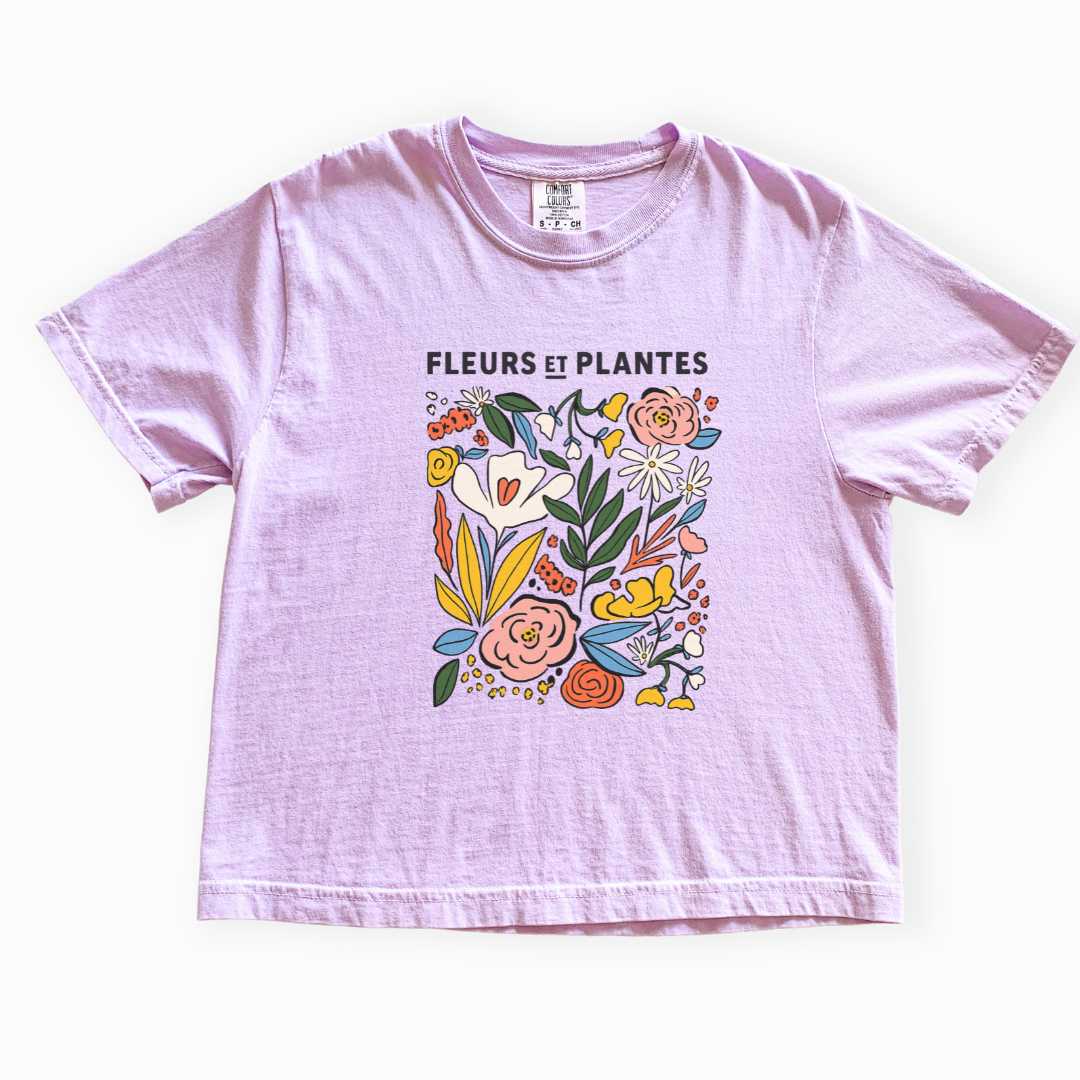 Fleurs Et Plantes - Comfort Colors Boxy Cropped Tee