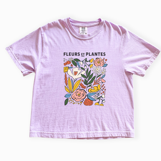 Fleurs Et Plantes - Comfort Colors Boxy Cropped Tee