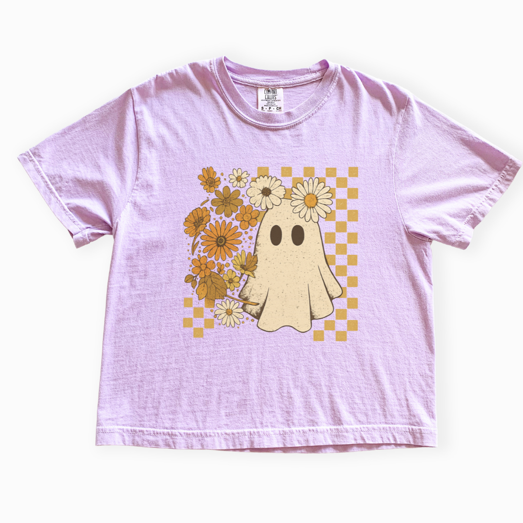 Floral Ghost - Comfort Colors Boxy Cropped Tee