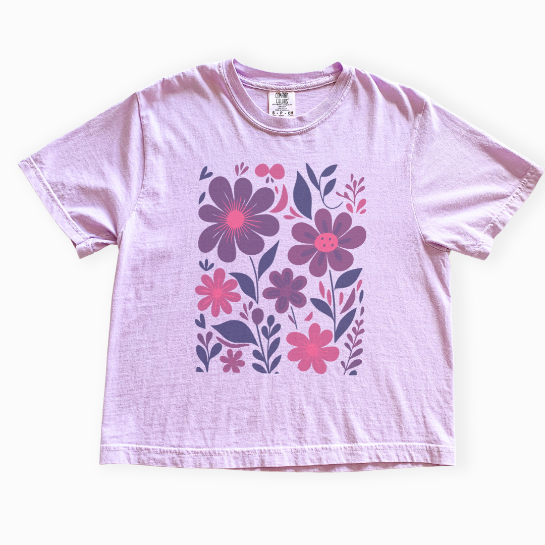 Floral Riot - Comfort Colors Boxy Cropped Tee