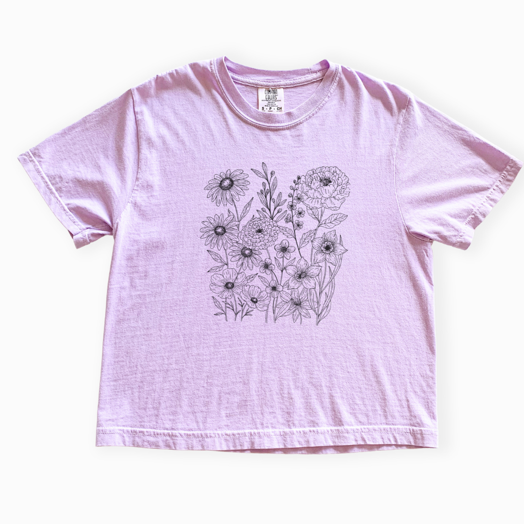 Petal Cartography - Comfort Colors Boxy Cropped Tee