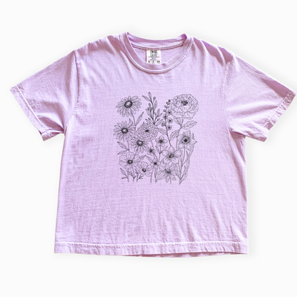 Petal Cartography - Comfort Colors Boxy Cropped Tee