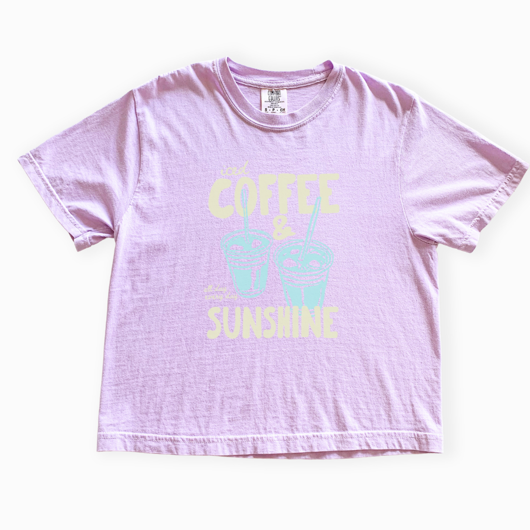 Iced Coffee & Sunshine - Comfort Colors Boxy Cropped Tee