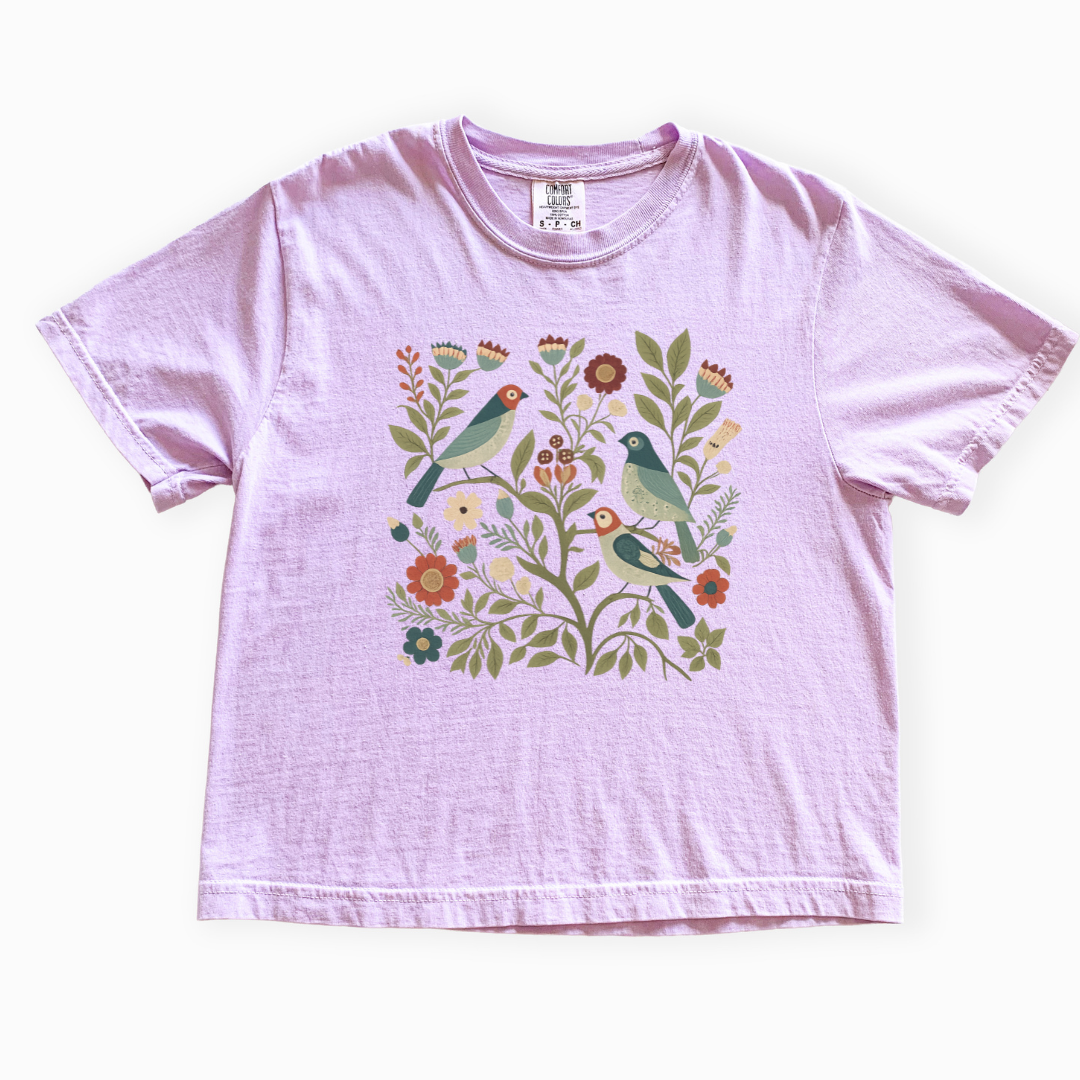 Folk Aviary - Comfort Colors Boxy Cropped Tee