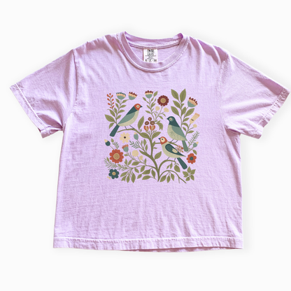 Folk Aviary - Comfort Colors Boxy Cropped Tee