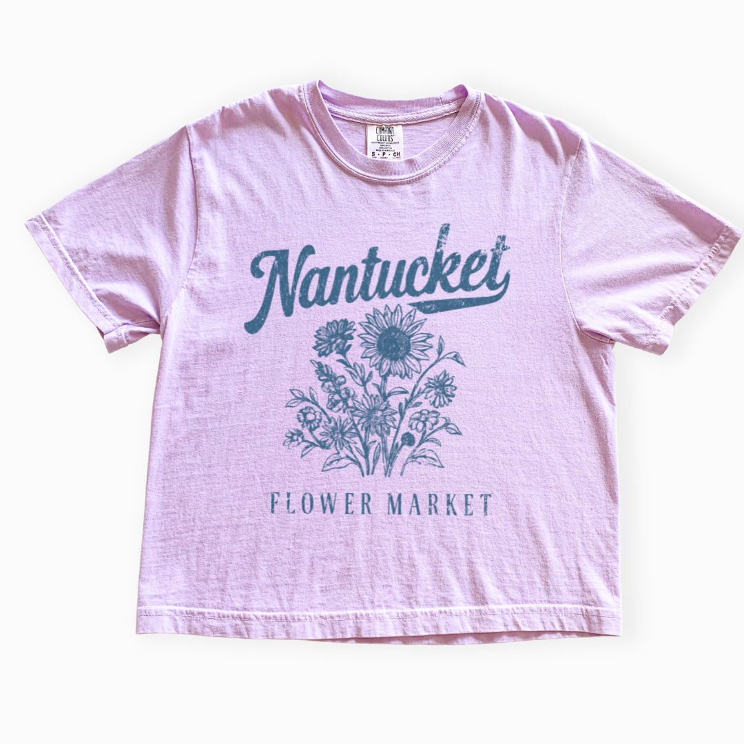Nantucket Flower Market - Comfort Colors Boxy Cropped Tee