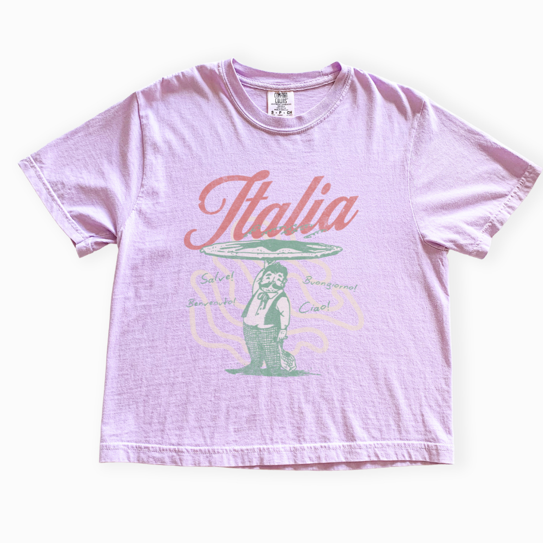 Greetings From Italia - Comfort Colors Boxy Cropped Tee