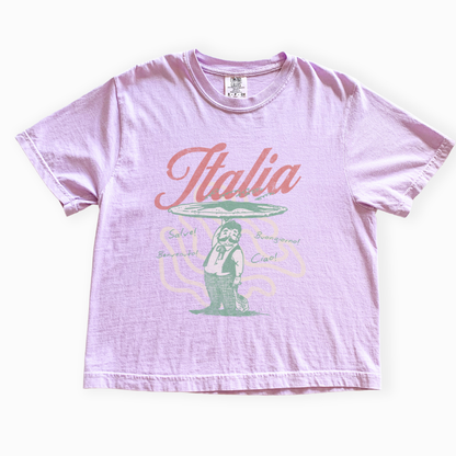 Greetings From Italia - Comfort Colors Boxy Cropped Tee