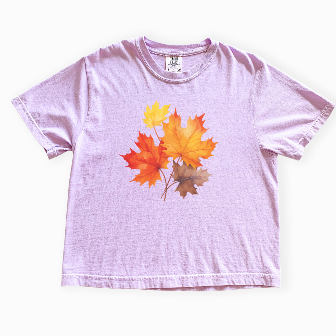 Autumn Leaves - Comfort Colors Boxy Cropped Tee