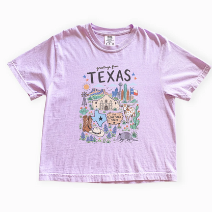 Greetings From Texas - Comfort Colors Boxy Cropped Tee
