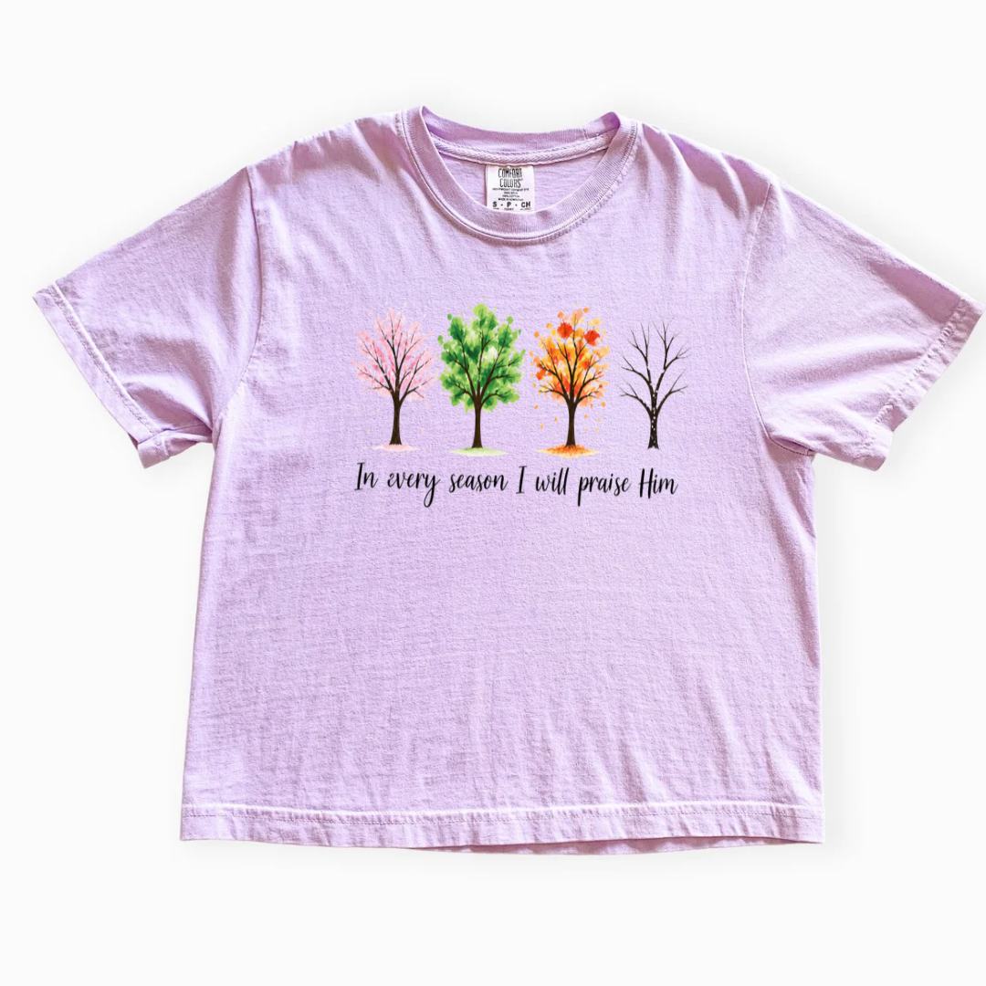 In Every Season I Will Praise Him - Comfort Colors Boxy Cropped Tee