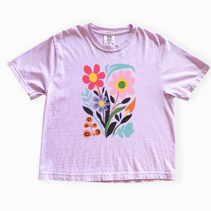 Vivid Floral - Comfort Colors Boxy Cropped Tee