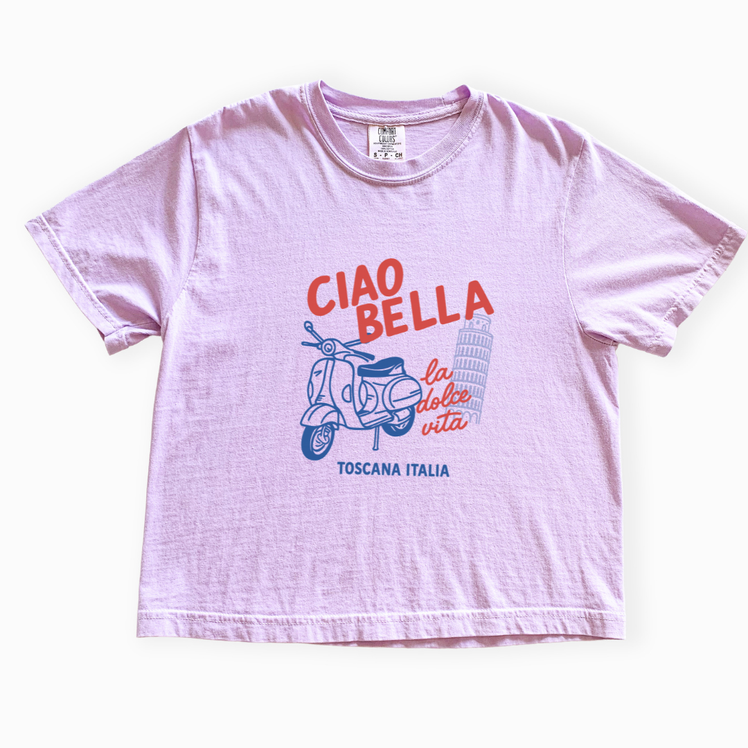 Ciao Bella - Comfort Colors Boxy Cropped Tee