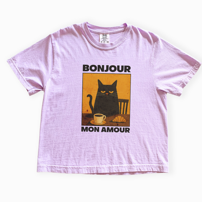 Bonjour Mon Amour - Comfort Colors Boxy Cropped Tee