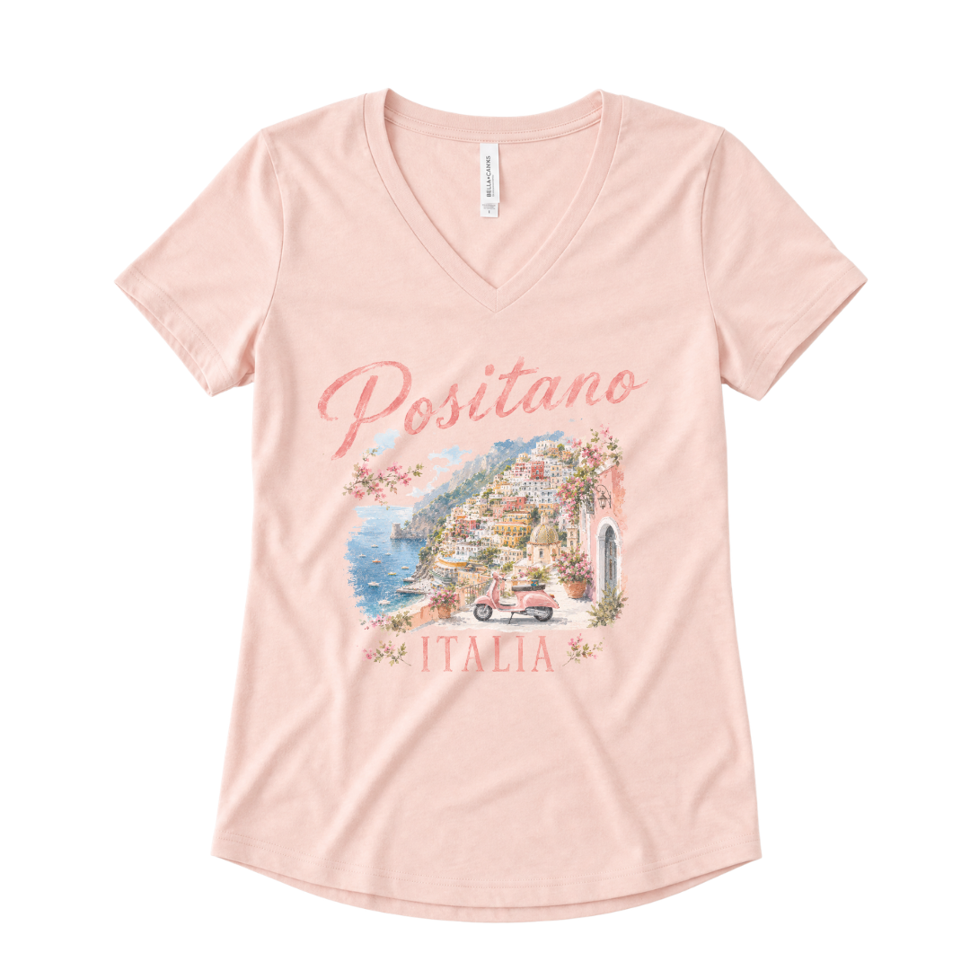 Vintage Positano Painting - Super Soft V-Neck
