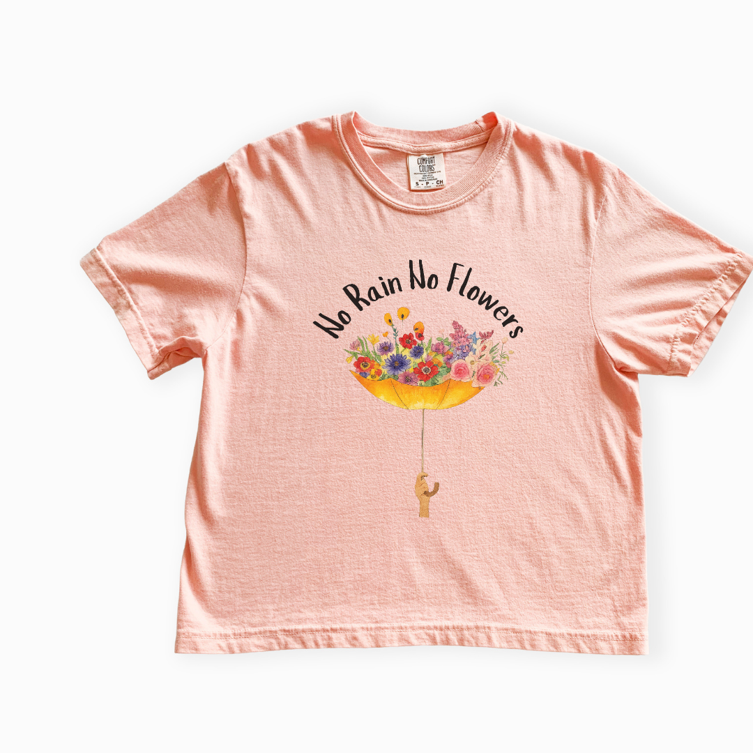No Rain No Flowers - Comfort Colors Boxy Cropped Tee