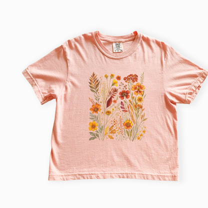 Autumn Floral - Comfort Colors Boxy Cropped Tee