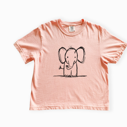 Elephant Sketch - Comfort Colors Boxy Cropped Tee