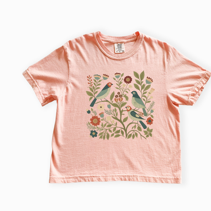 Folk Aviary - Comfort Colors Boxy Cropped Tee