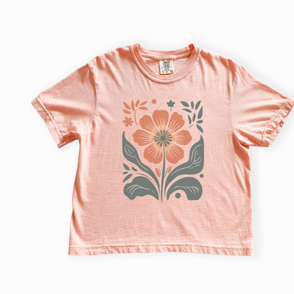 Retro Floral - Comfort Colors Boxy Cropped Tee