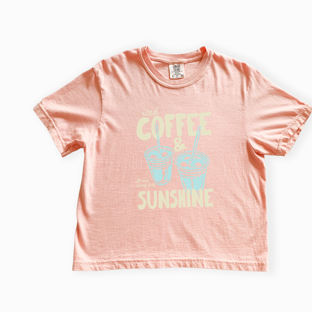 Iced Coffee & Sunshine - Comfort Colors Boxy Cropped Tee