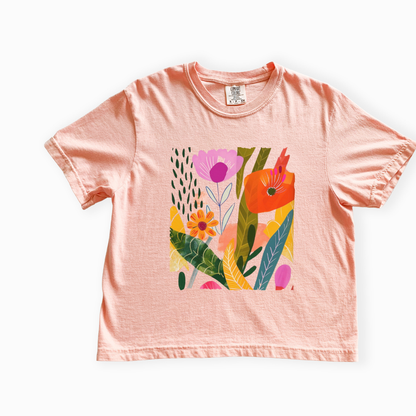 Modern Art Plant Print - Comfort Colors Boxy Cropped Tee