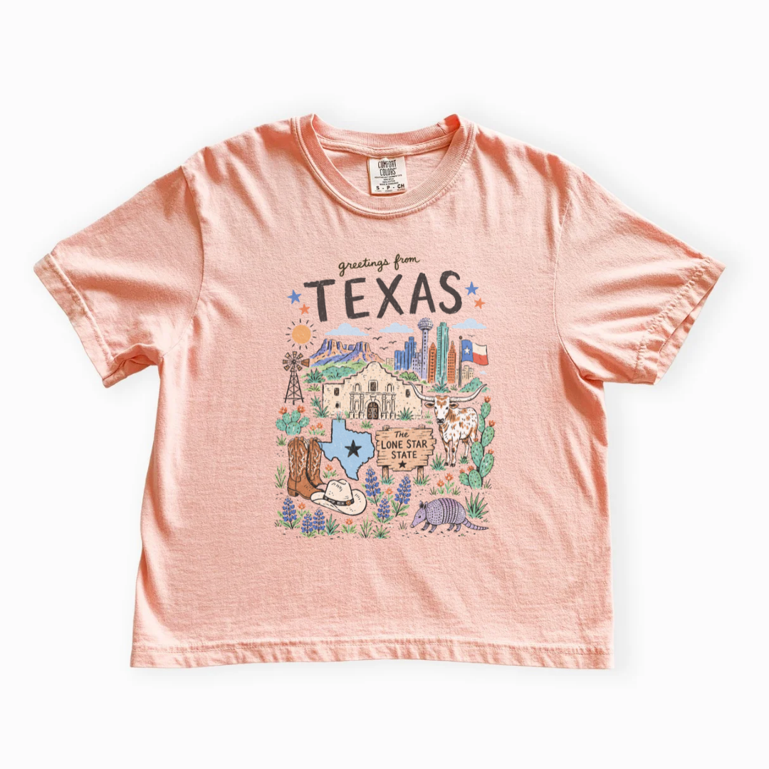 Greetings From Texas - Comfort Colors Boxy Cropped Tee