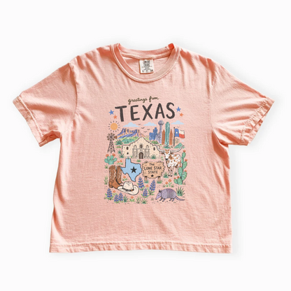 Greetings From Texas - Comfort Colors Boxy Cropped Tee
