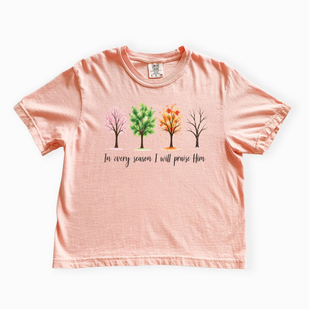 In Every Season I Will Praise Him - Comfort Colors Boxy Cropped Tee